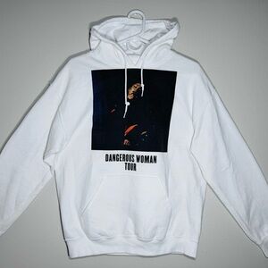 Ariana Grande Dangerous Woman Official Tour Pullover Hoodie White Medium